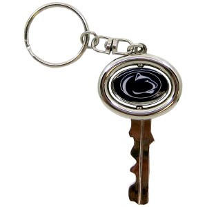 large key shaped keychain with rotating Penn State Athletic logo